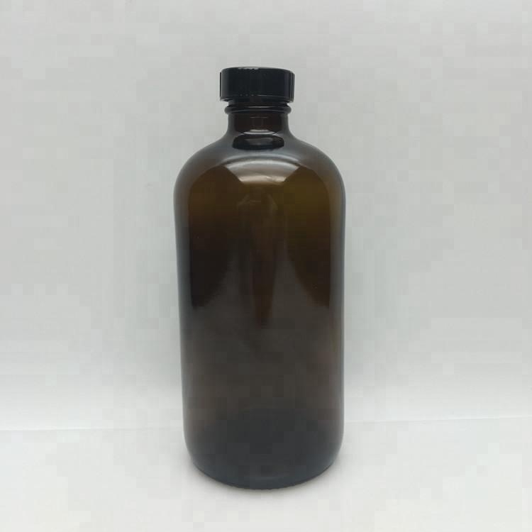 Factory 500ml amber boston round glass kombucha bottle with plastic cap