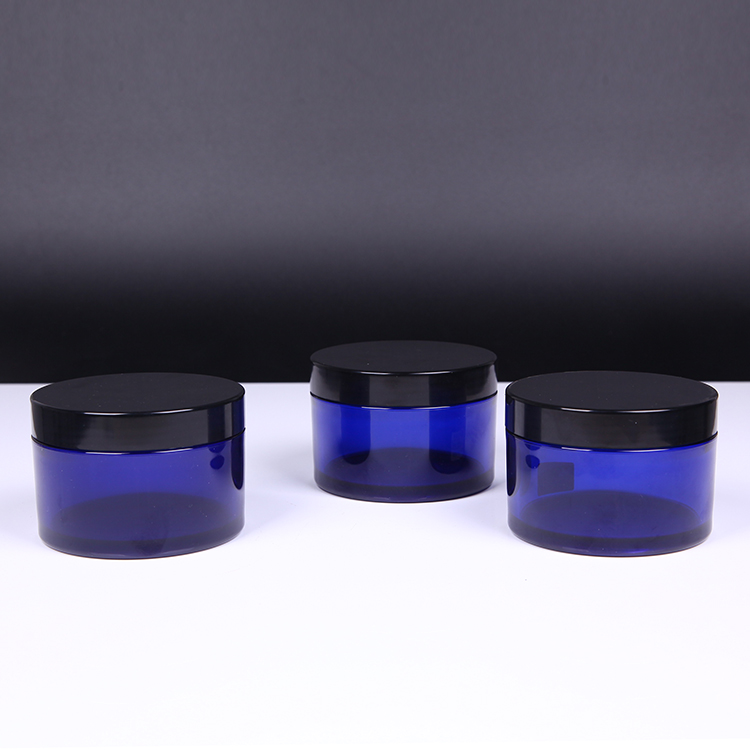Factory 50ml 80ml blue plastic cream jar container with screw cap
