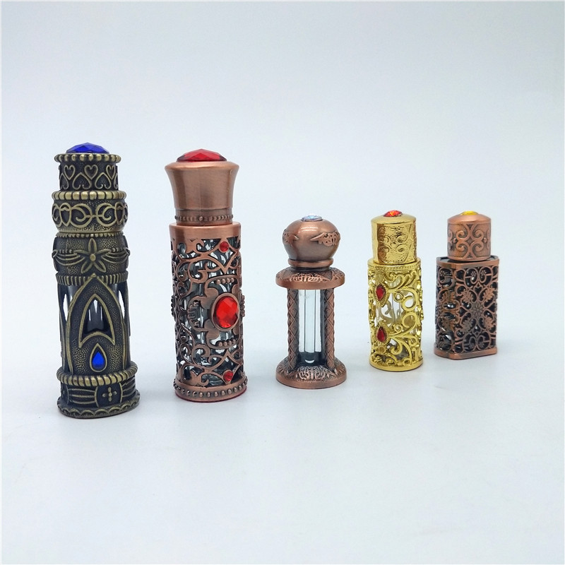 Factory Arabic Style Zinc Glass Dubai Bottle 12ML Perfume Bottle