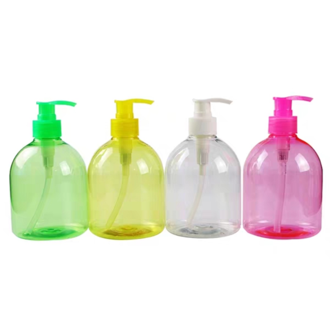 Factory Cheap 500ml Pump Bottle Ready to Ship;Plastic PET Hand Wash Bottle with White Pump Head in Stock