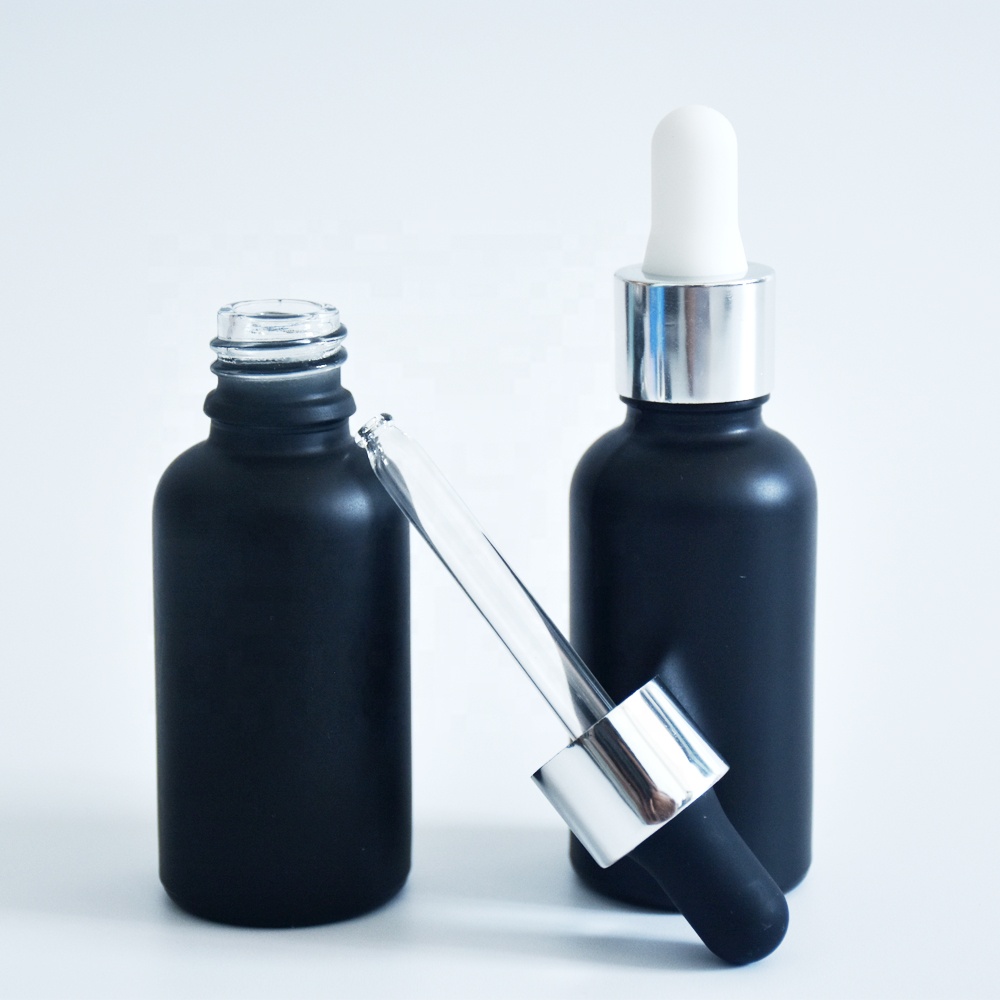 Factory Cheap Custom 30ml 1oz frosted glass e liquid dropper with silver cap
