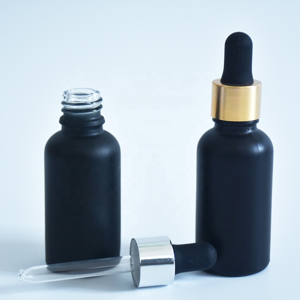 Factory Cheap Custom 30ml 1oz frosted glass e liquid dropper with silver cap