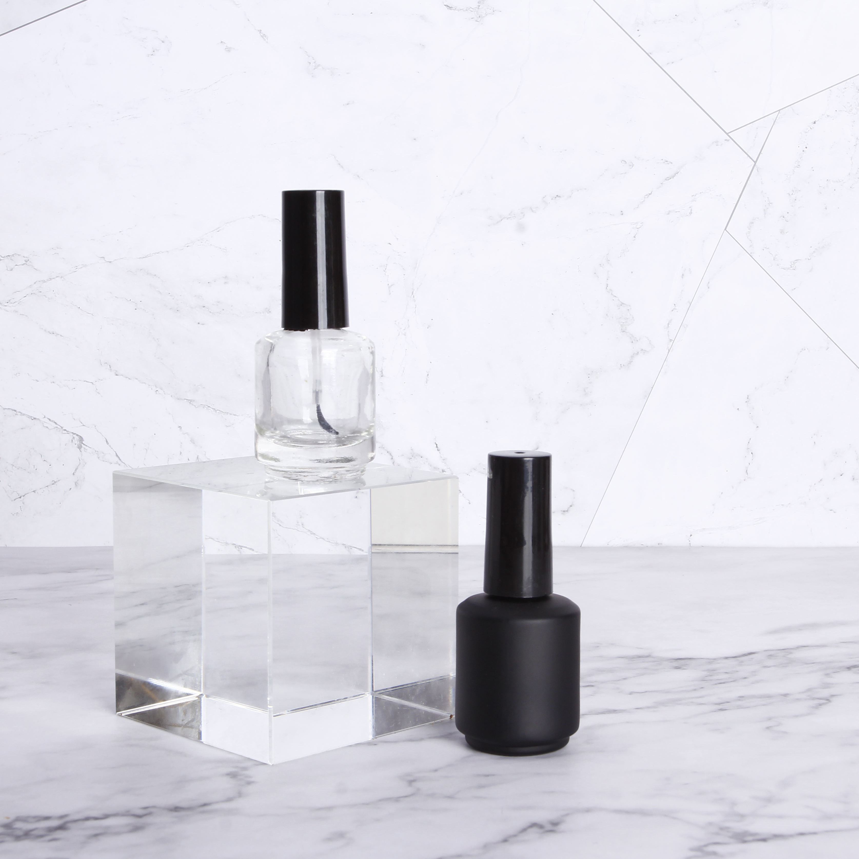 Factory Color Customize Design 14ml Round Empty Clear uv Nail Polish Bottle With Black Lid