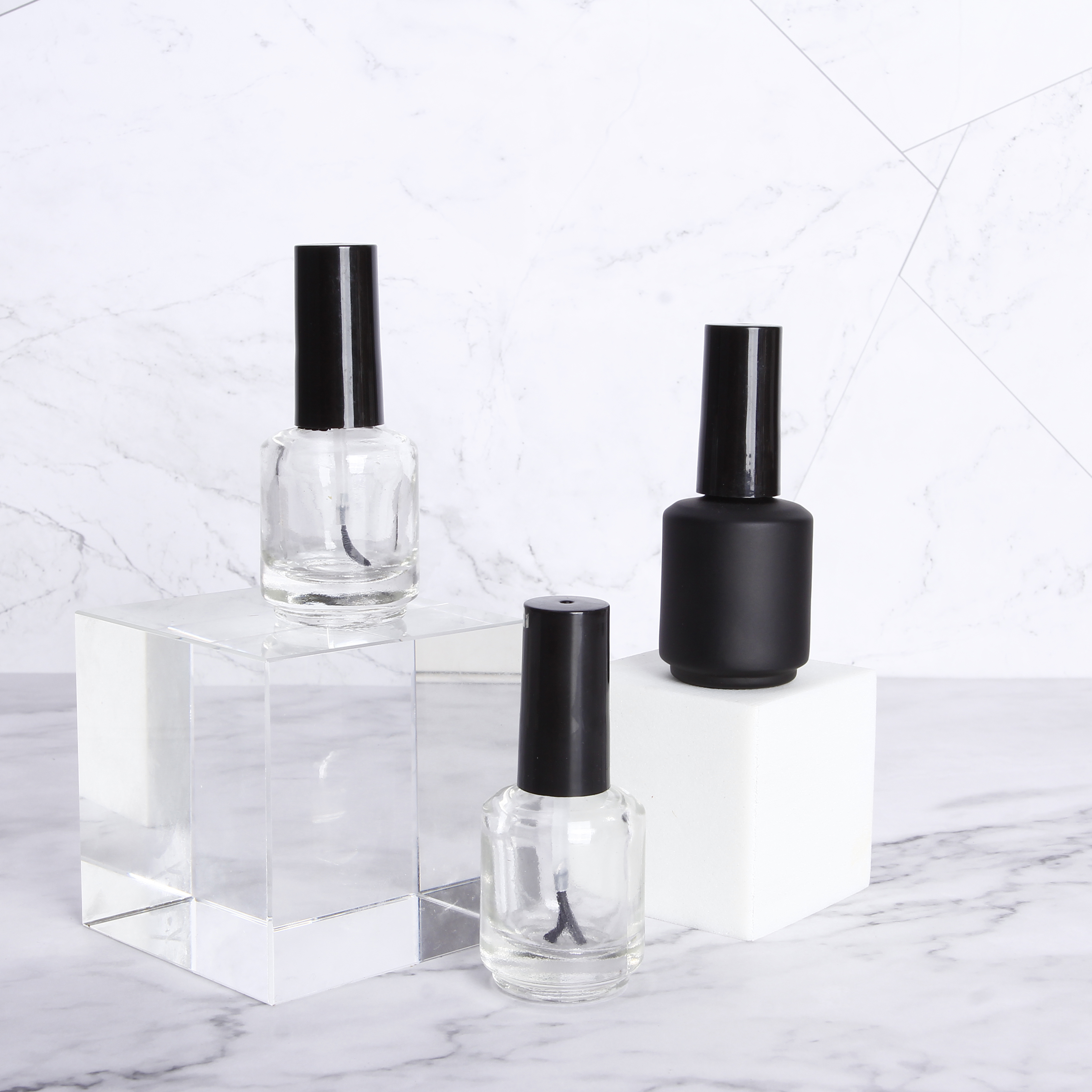 Factory Color Customize Design 14ml Round Empty Clear uv Nail Polish Bottle With Black Lid