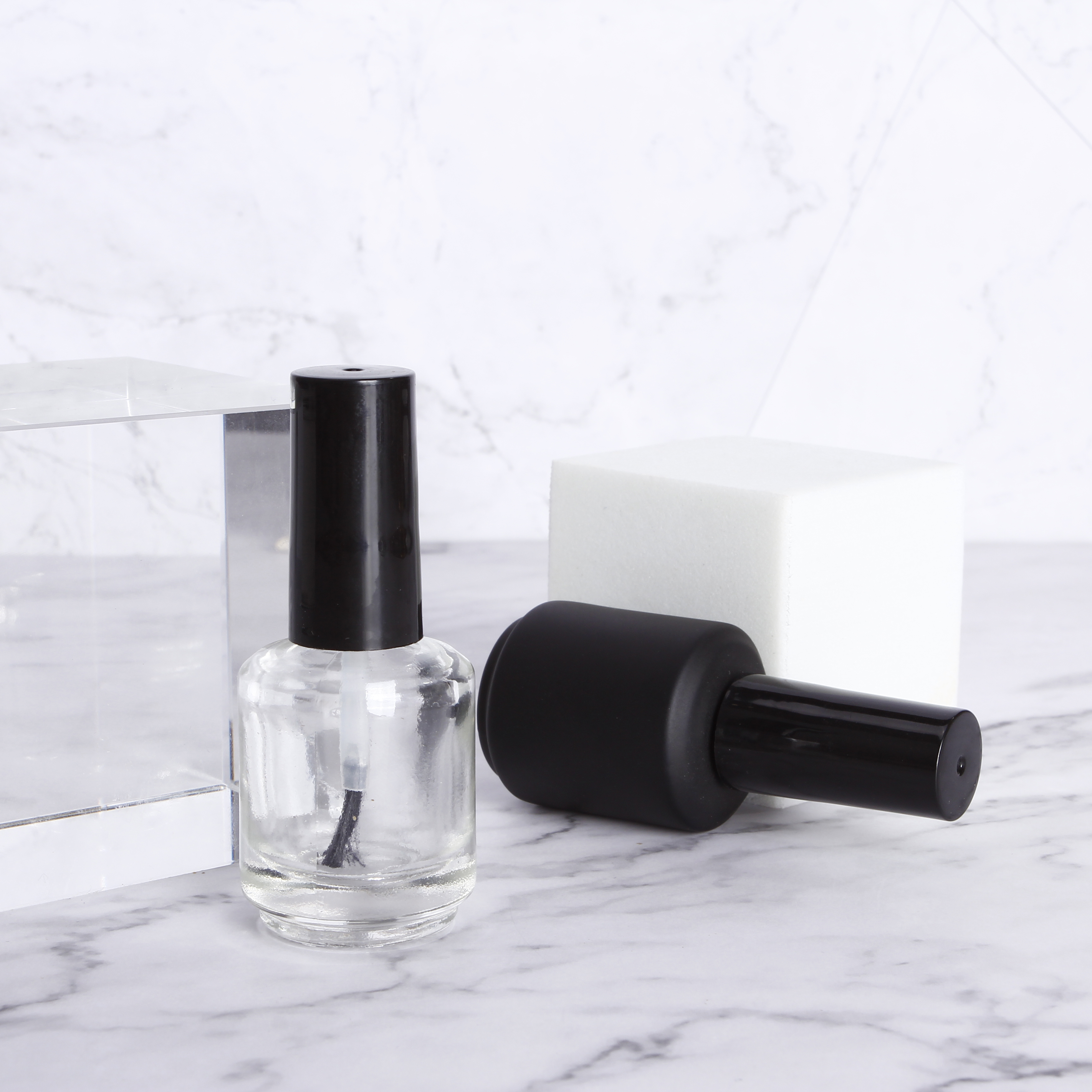 Factory Color Customize Design 14ml Round Empty Clear uv Nail Polish Bottle With Black Lid