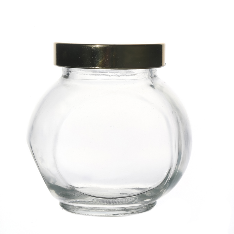 Factory Customize High Quality Empty Round Honey Jam Food Glass Storage Jar Wholesale with Metal Lids
