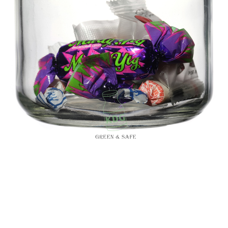 Factory Customize Print Logo Candy Cookie Storage Round Glass Jar Package