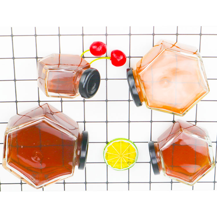 Factory Customized 100ml 120ml 220ml 380ml Hexagon Glass Jar Packaging Jar for Honey