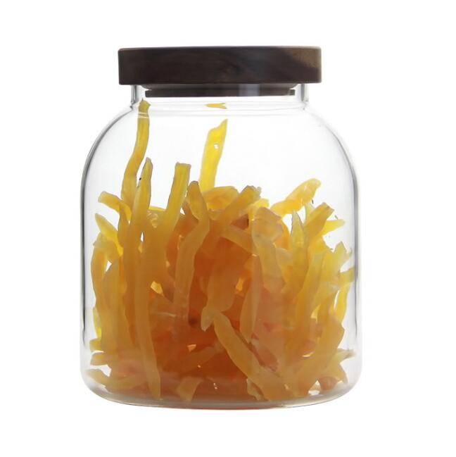 Factory Customized Acacia Mangium Clear Apothecary Jars Glass With Lid Nuts Grains Pantry Organization Food Storage For Kitchen