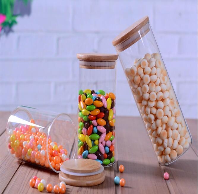 Factory Customized Clear Glass Jars With Airtight Bamboo Lids High Borosilicate Glass Food Canisters For Kitchen Pantry