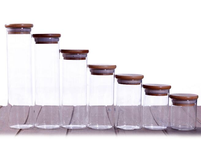 Factory Customized Clear Glass Jars With Airtight Bamboo Lids High Borosilicate Glass Food Canisters For Kitchen Pantry