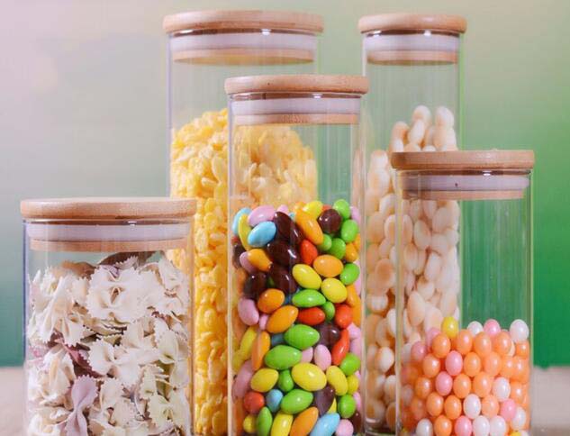 Factory Customized Clear Glass Jars With Airtight Bamboo Lids High Borosilicate Glass Food Canisters For Kitchen Pantry