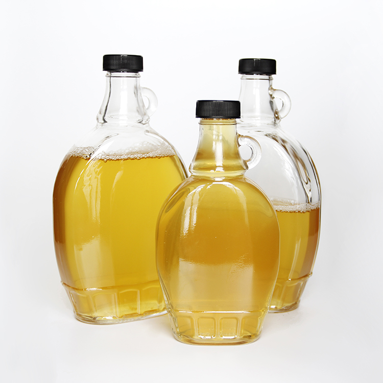 Factory Customized Flat Clear Maple Syrup Bottles Glass Wine Bottles Juice Bottles