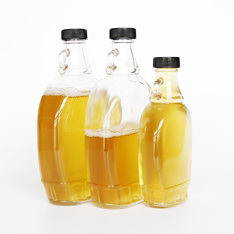Factory Customized Flat Clear Maple Syrup Bottles Glass Wine Bottles Juice Bottles