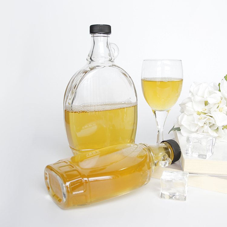 Factory Customized Flat Clear Maple Syrup Bottles Glass Wine Bottles Juice Bottles