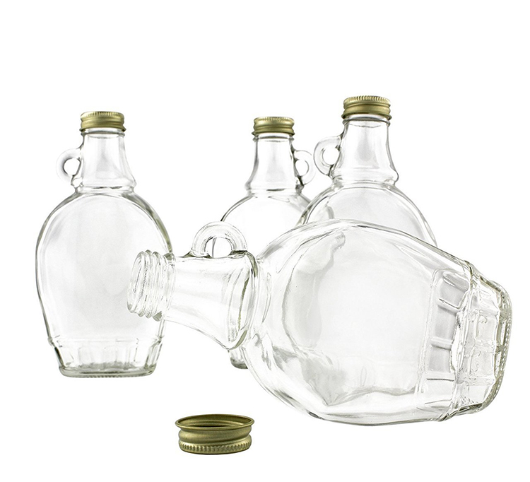 Factory Customized Flat Clear Maple Syrup Bottles Glass Wine Bottles Juice Bottles