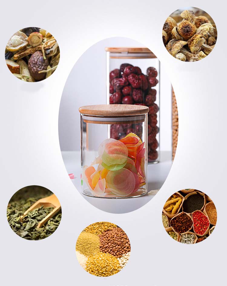 Factory Customized High Borosilicate 8 OZ Glass Jar Clear Glass Airtight Containers Food Canister Bamboo Lid Serving Candy Tea
