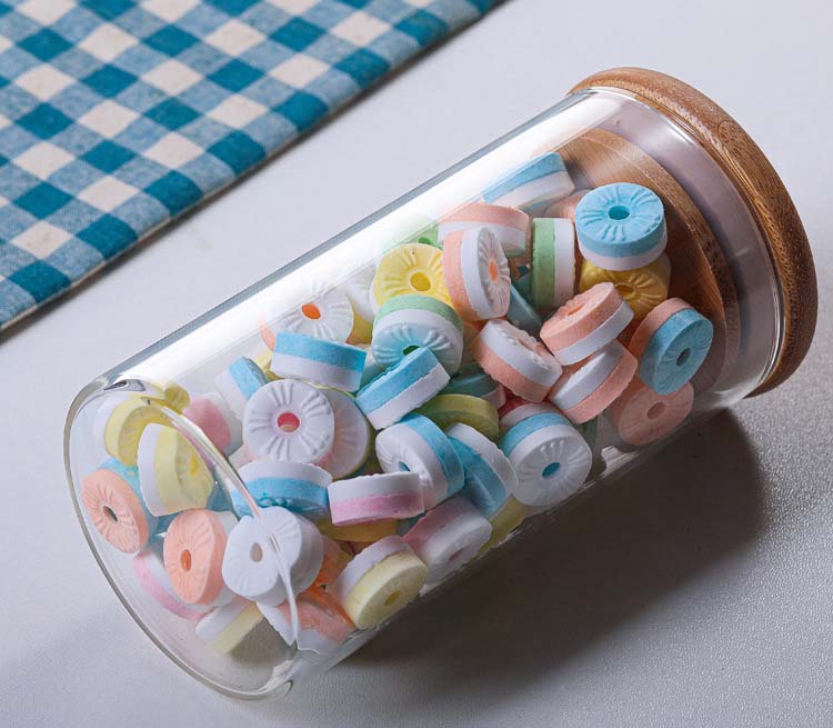 Factory Customized High Borosilicate 8 OZ Glass Jar Clear Glass Airtight Containers Food Canister Bamboo Lid Serving Candy Tea
