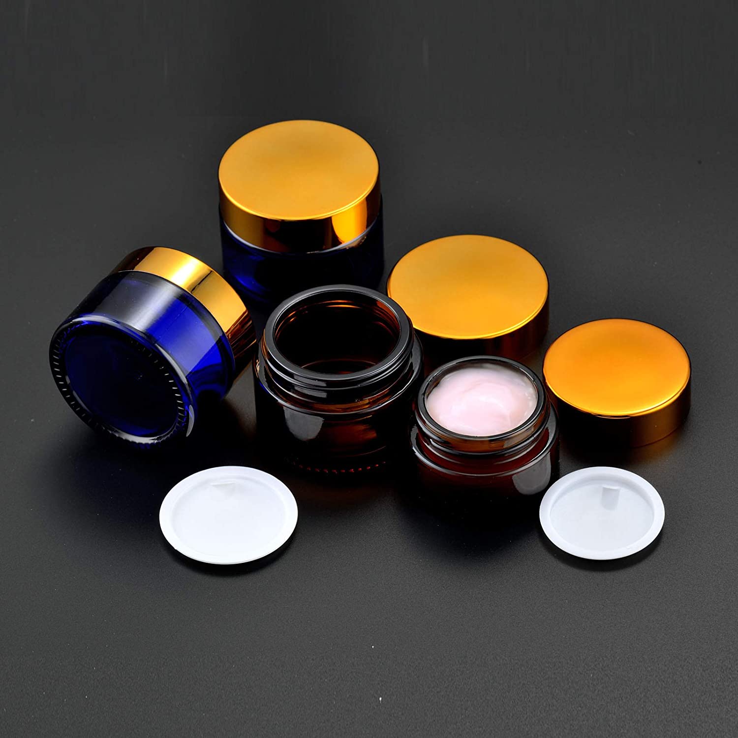 Factory Direct 20/30/50/60/100g Cosmetic Containers Amber Glass Cream Cosmetic Jar