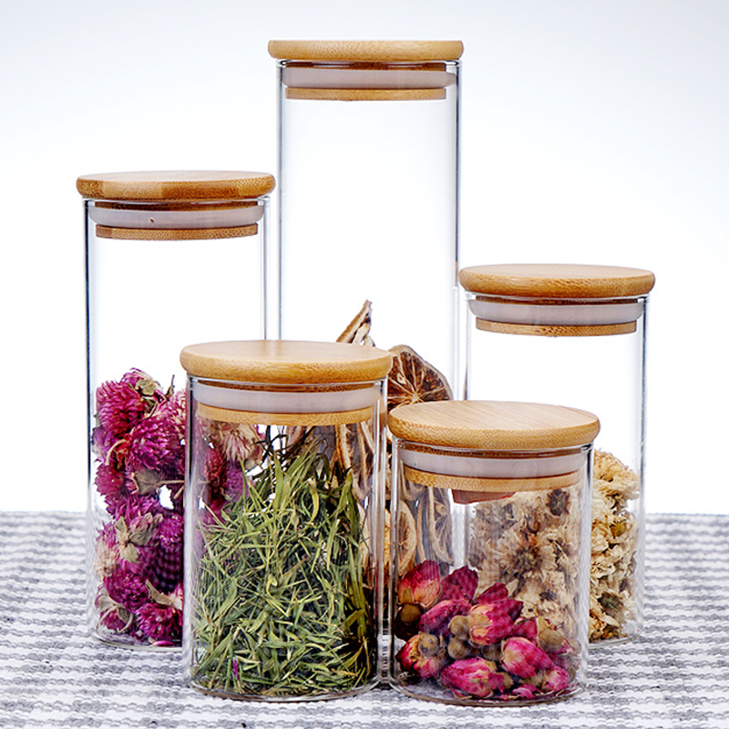 Factory Direct High Quality Glass Jar With Wooden Spoon Large Glass Jar