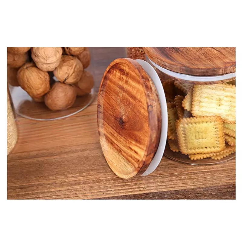 Factory Direct High Quality High borosilicate bamboo cork Glass Storage Jar Kitchen storage glass jar