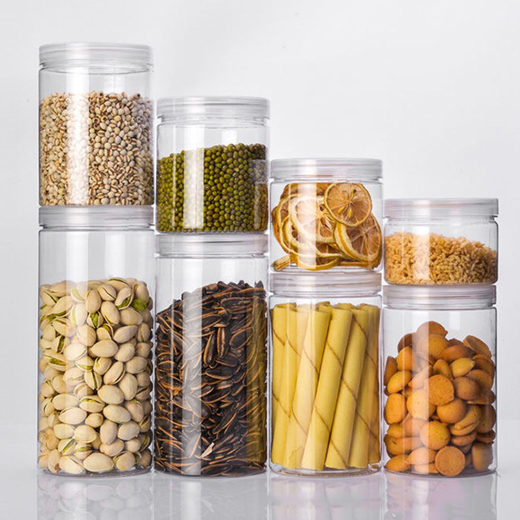 Factory Direct Sale 2oz 3oz 4oz 5oz 8oz 500ml 1000ml Food Honey Cookie Food Jar With Lid Clear PET Spice Plastic Jar
