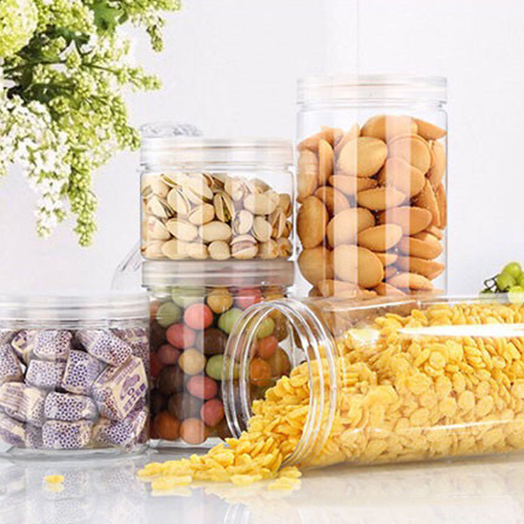 Factory Direct Sale 2oz 3oz 4oz 5oz 8oz 500ml 1000ml Food Honey Cookie Food Jar With Lid Clear PET Spice Plastic Jar