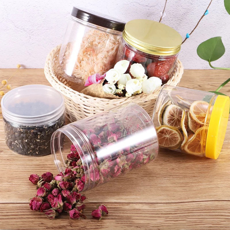 Factory Direct Sale 2oz 3oz 4oz 5oz 8oz 500ml 1000ml Food Honey Cookie Food Jar With Lid Clear PET Spice Plastic Jar