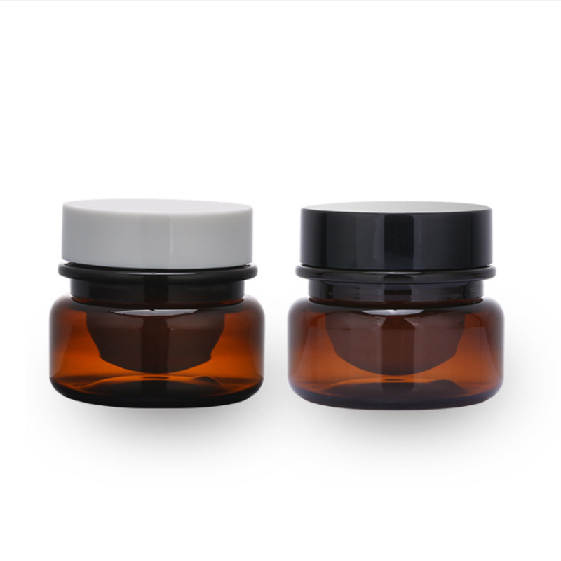 Factory Direct Sale  30g PET Cosmetic Amber Cream Jar Double-deck Plastic Jar with Lid