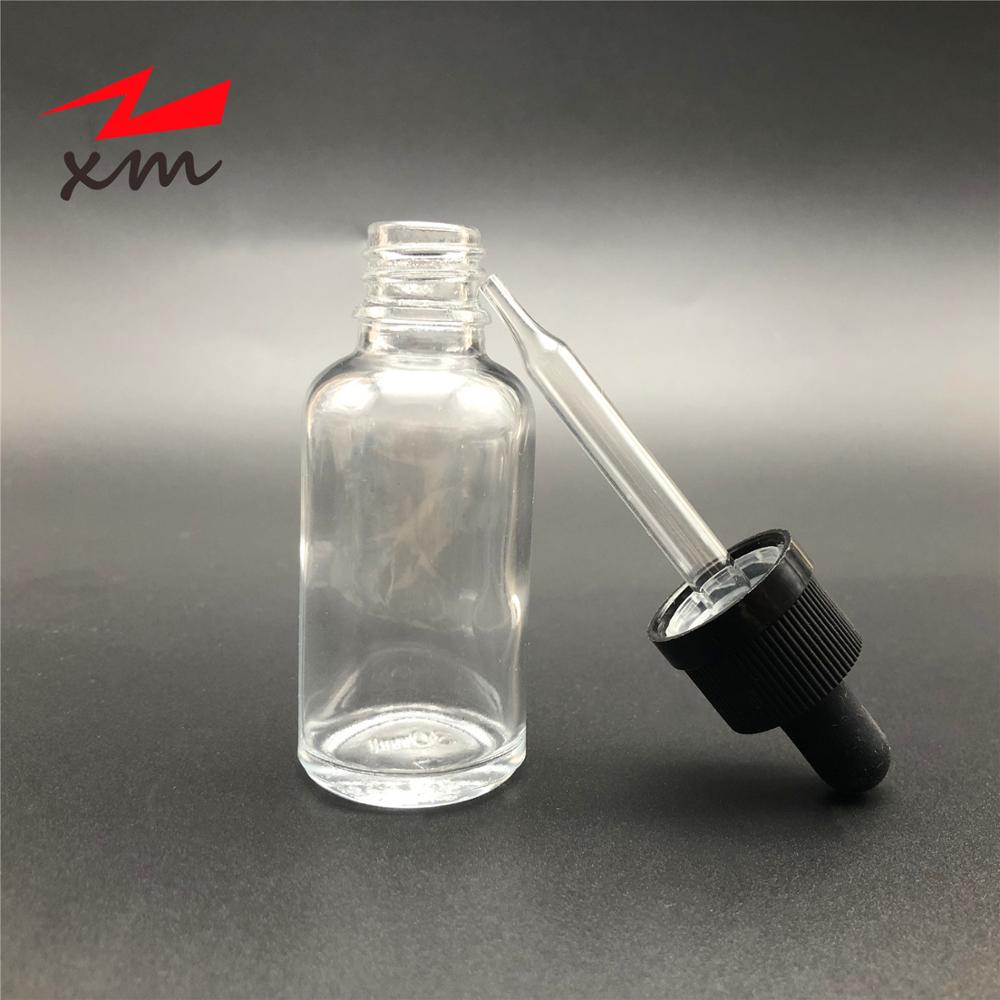 Factory Direct Sale 60ml clear glass dropper bottle with glass droop for e liquid e juice