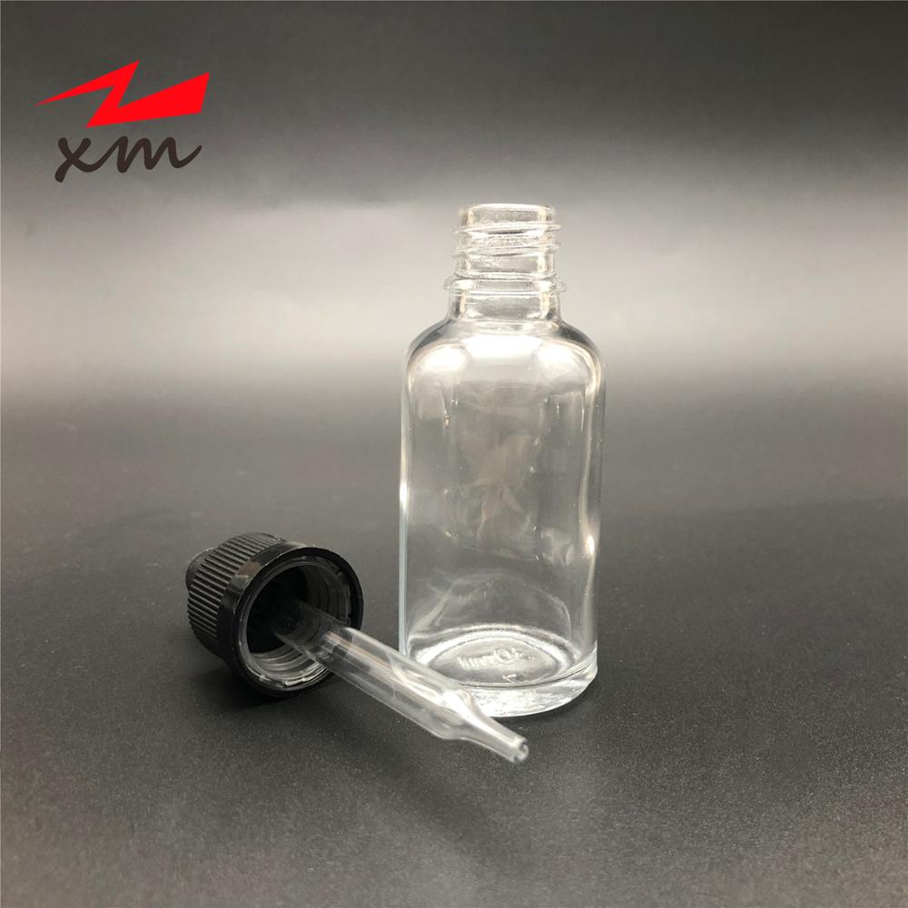 Factory Direct Sale 60ml clear glass dropper bottle with glass droop for e liquid e juice