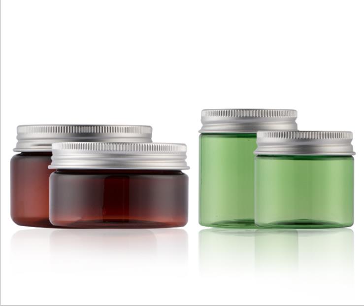 Factory Direct Sale High Quality Cosmetic Plastic PET Cream Jar with Aluminum Lids