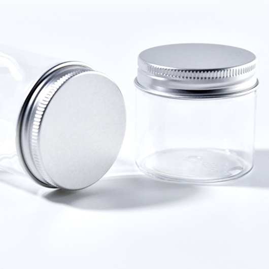 Factory Direct Sale High Quality  Cosmetic Plastic PET Cream Jar with Aluminum Lids