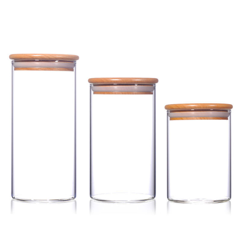 Factory Direct Sale High Quality Round Recycled Airtight Glass Jars With Hinged Lids For Kitchen