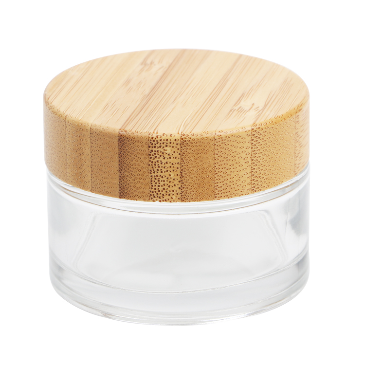 Factory Direct Sale Makeup Remover Face Cream Container Glass Bamboo Jar