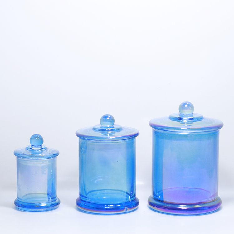 Factory Direct Sale Practical Blue Glass Jars For Tea Custom Candy Jars Glass Wedding Decorative
