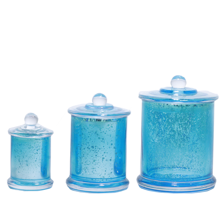 Factory Direct Sale Practical Blue Glass Jars For Tea Custom Candy Jars Glass Wedding Decorative