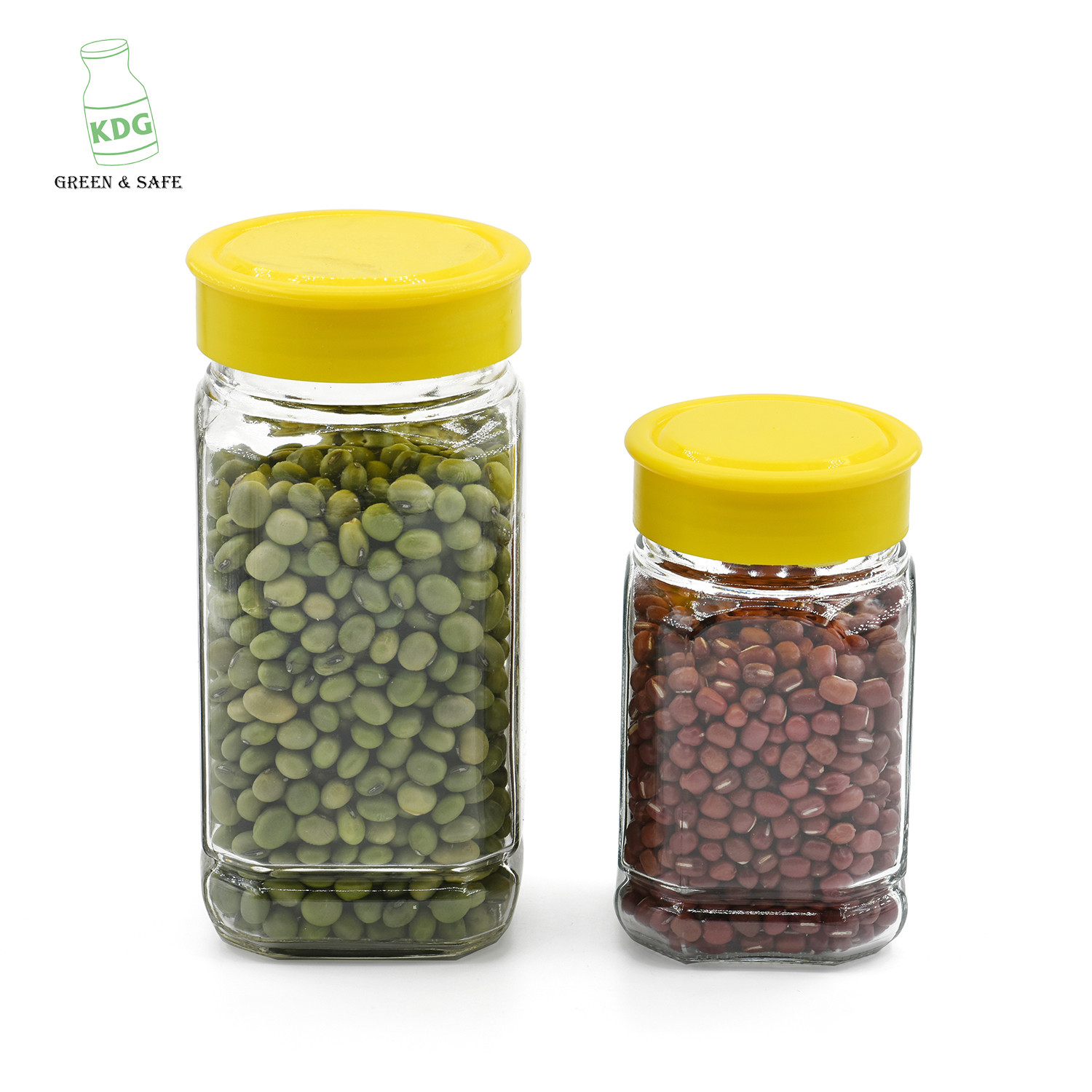 Factory Direct Sale Storage Empty Clear Square Screw Top Kitchen Glass Jars Food