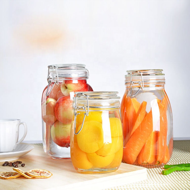 Factory Direct Sale Wholesale Round Airtight Storage Glass Jars And Bottles For Food