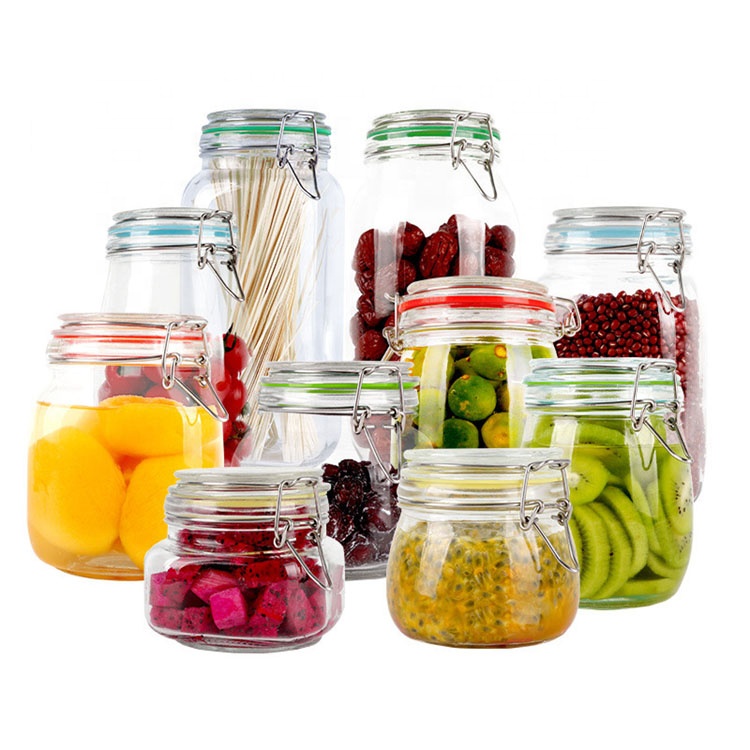 Factory Direct Sale Wholesale Round Airtight Storage Glass Jars And Bottles For Food