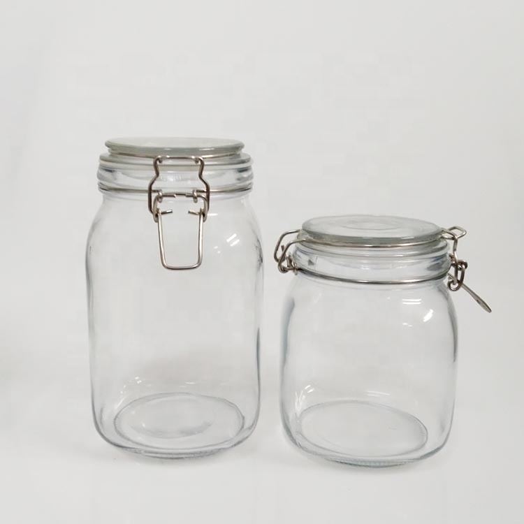 Factory Direct Sale Wholesale Round Airtight Storage Glass Jars And Bottles For Food
