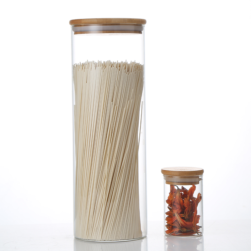 Factory Direct Sales Glass Candy Jar Glass Airtight Storage Jar Storage Bottle Acacia