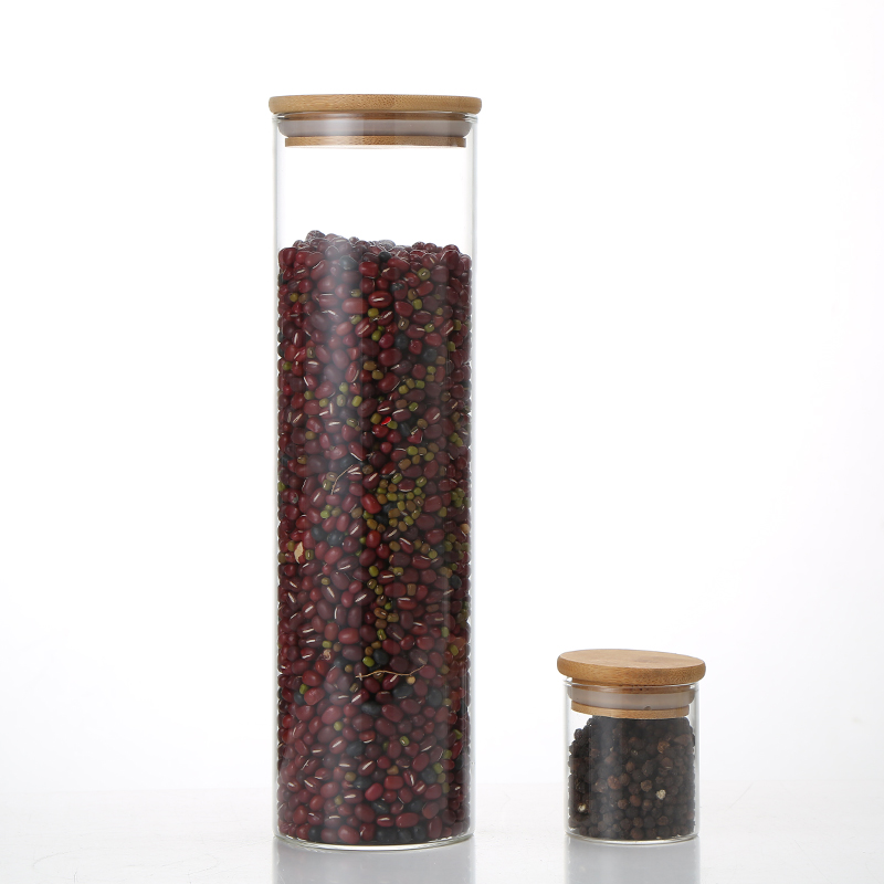 Factory Direct Sales Glass Candy Jar Glass Airtight Storage Jar Storage Bottle Acacia