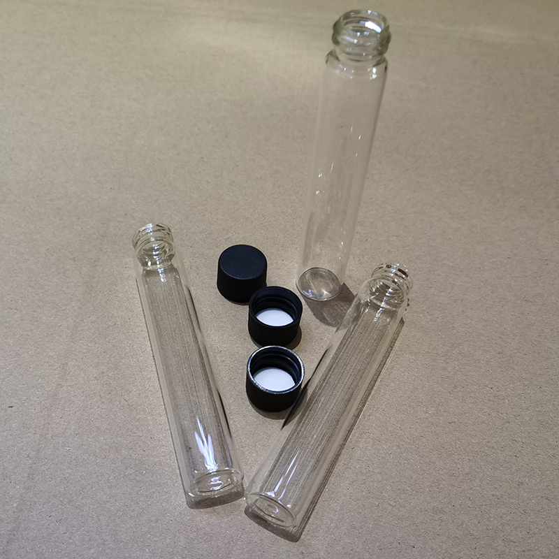 Factory Direct Screw Cap Glass Cigar Tube Flat Bottom Custom Customized Stickers Printed Preroll Glass Tube