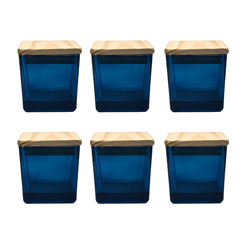 Factory Direct Selling Small Glass Candle Jar with wooden lid 300ml 500ml for wedding house decoration creating atmosphere
