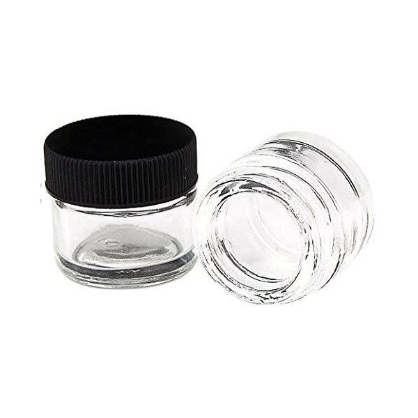 Factory Direct Supply Child Resistant Black Cap Clear Glass Jar Containers