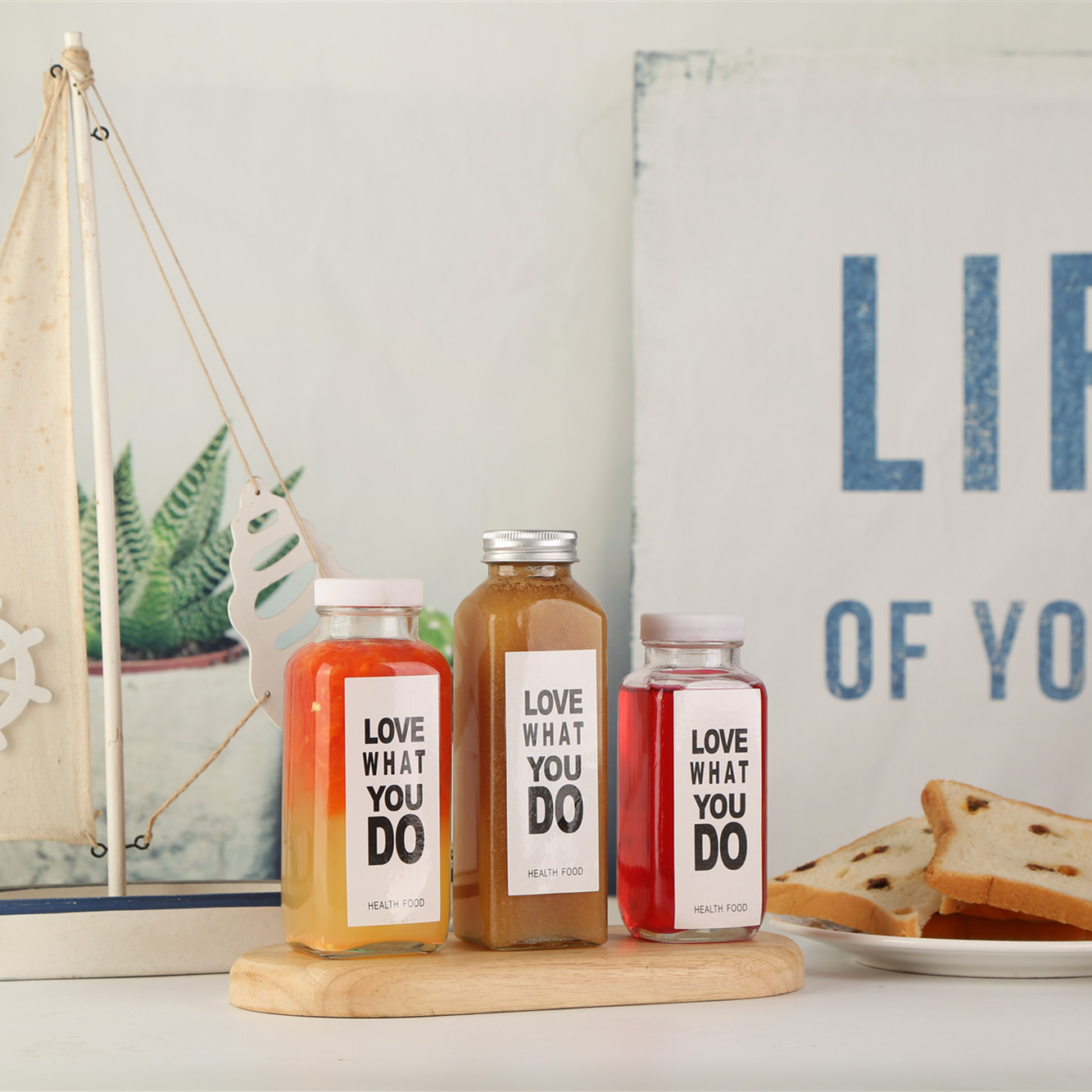 Factory Direct Supply Square 250Ml Smoothie Glass Bottle Packaging Beverage Juice Bottle Glass