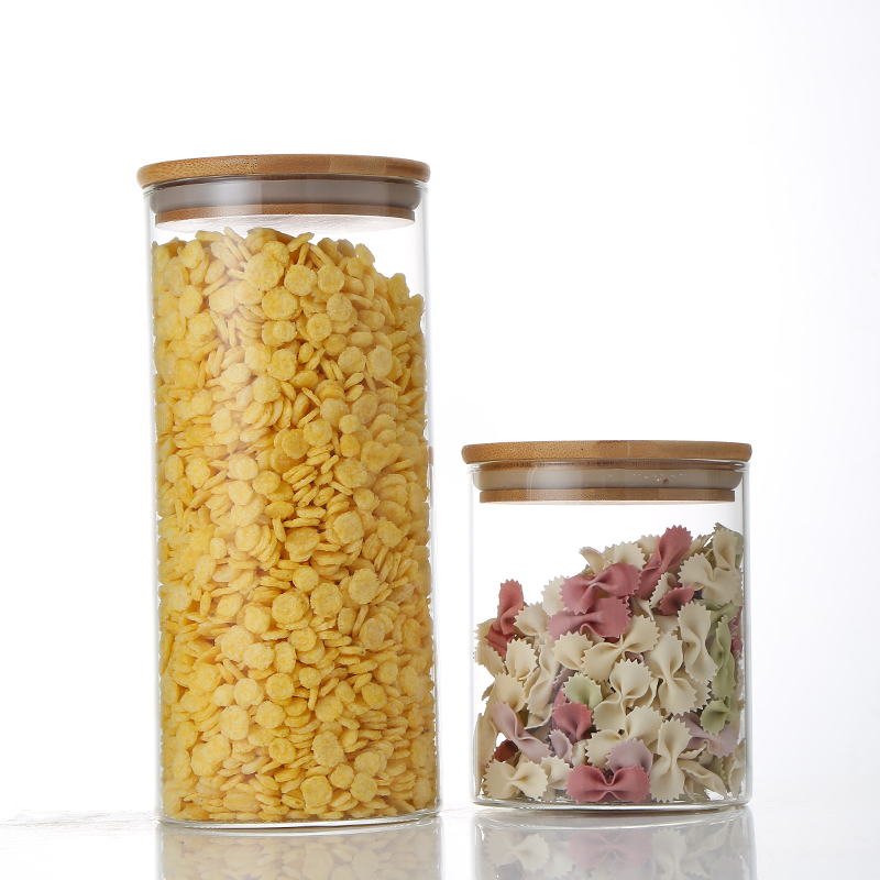 Factory Direct Wholesale Borosilicate Kitchen Glass Airtight Storage Jar With Bamboo Lids