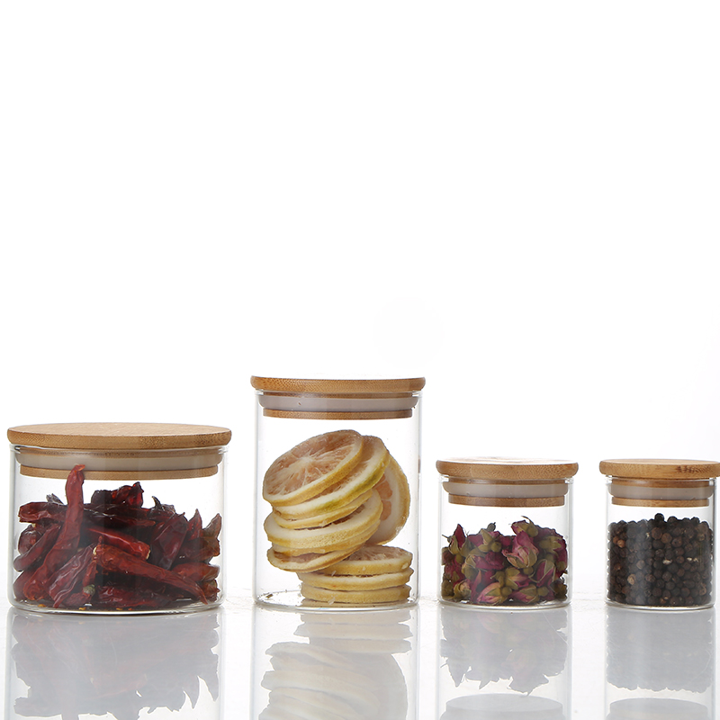 Factory Direct Wholesale Borosilicate Kitchen Glass Airtight Storage Jar With Bamboo Lids