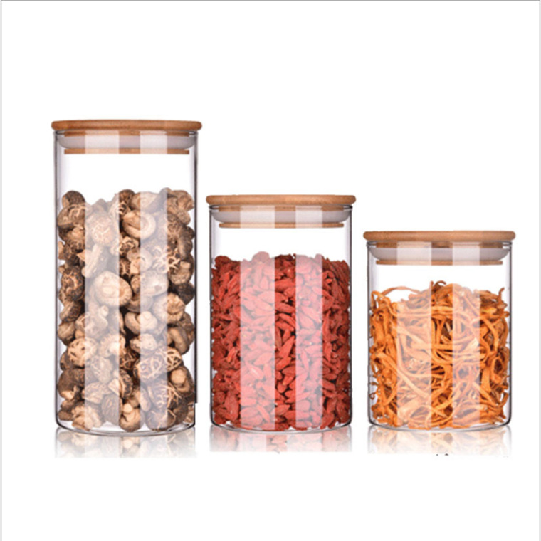Factory Direct Wholesale Storage Bottles High Borosilicate Glass Jar With Bamboo Lid,Glass Bottle